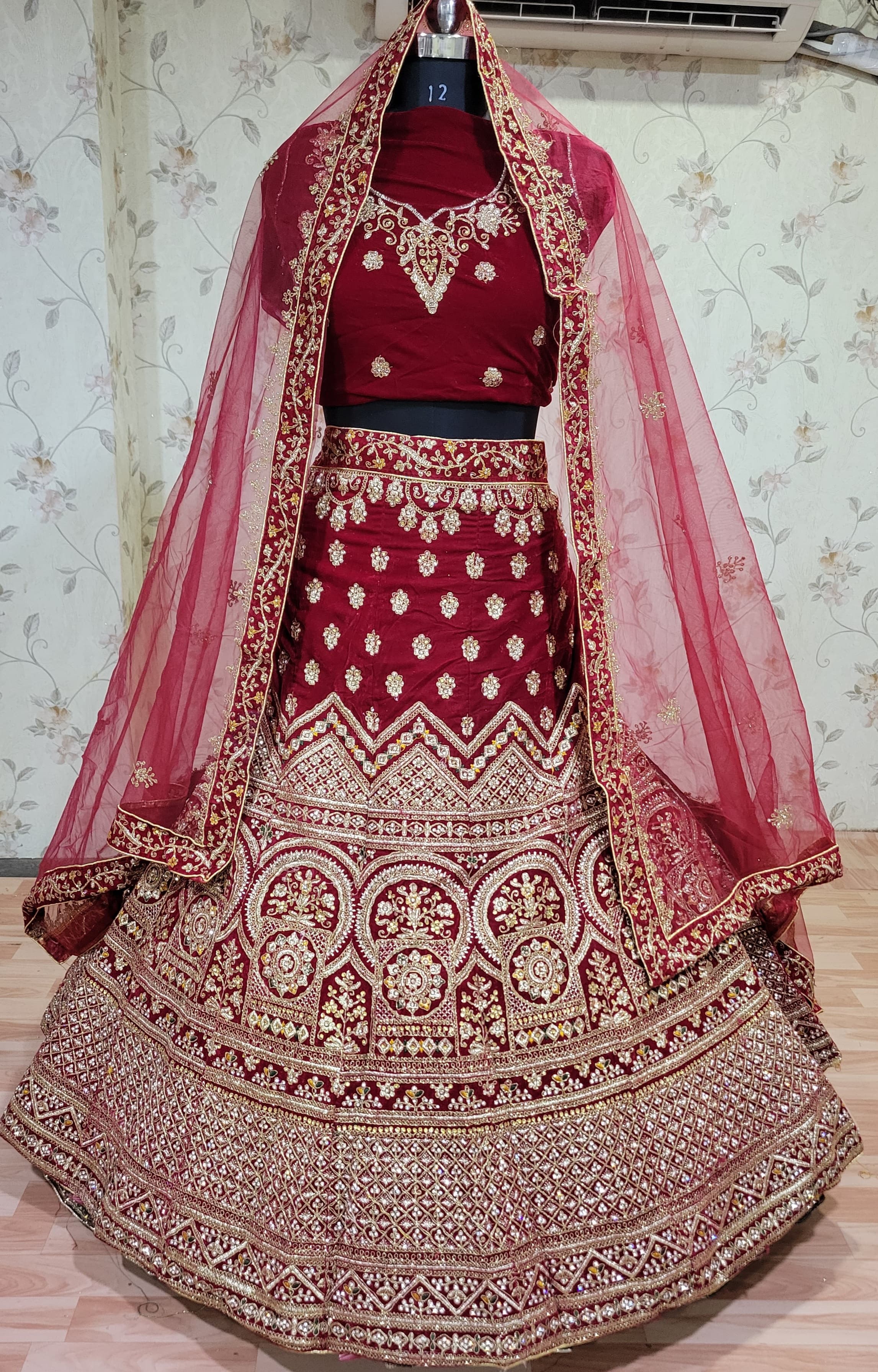 Bridal lehenga in mehroon colour best sale