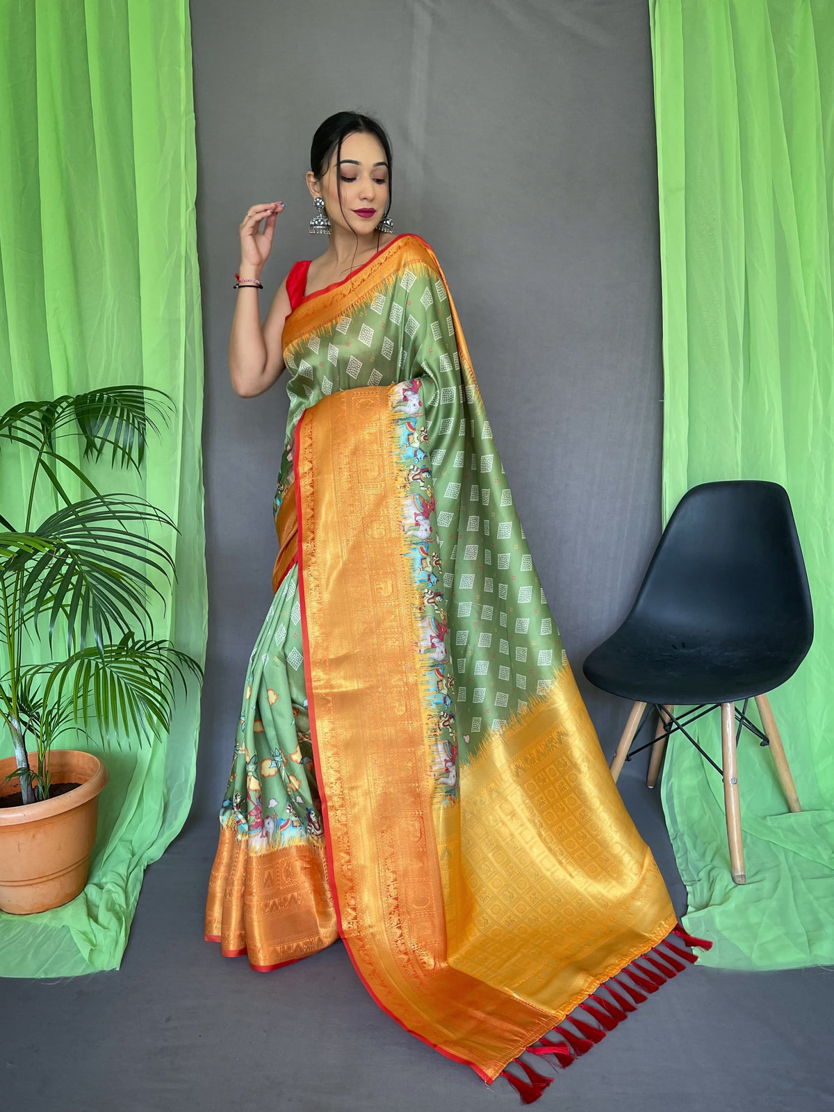 Pure Kanchipuram Printed Work Saree