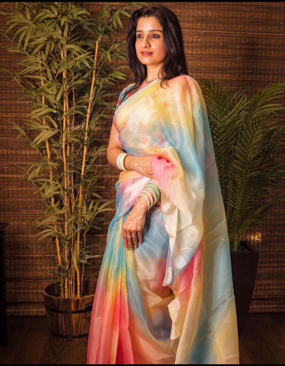 Beautiful Pure Soft Organza Printed Saree