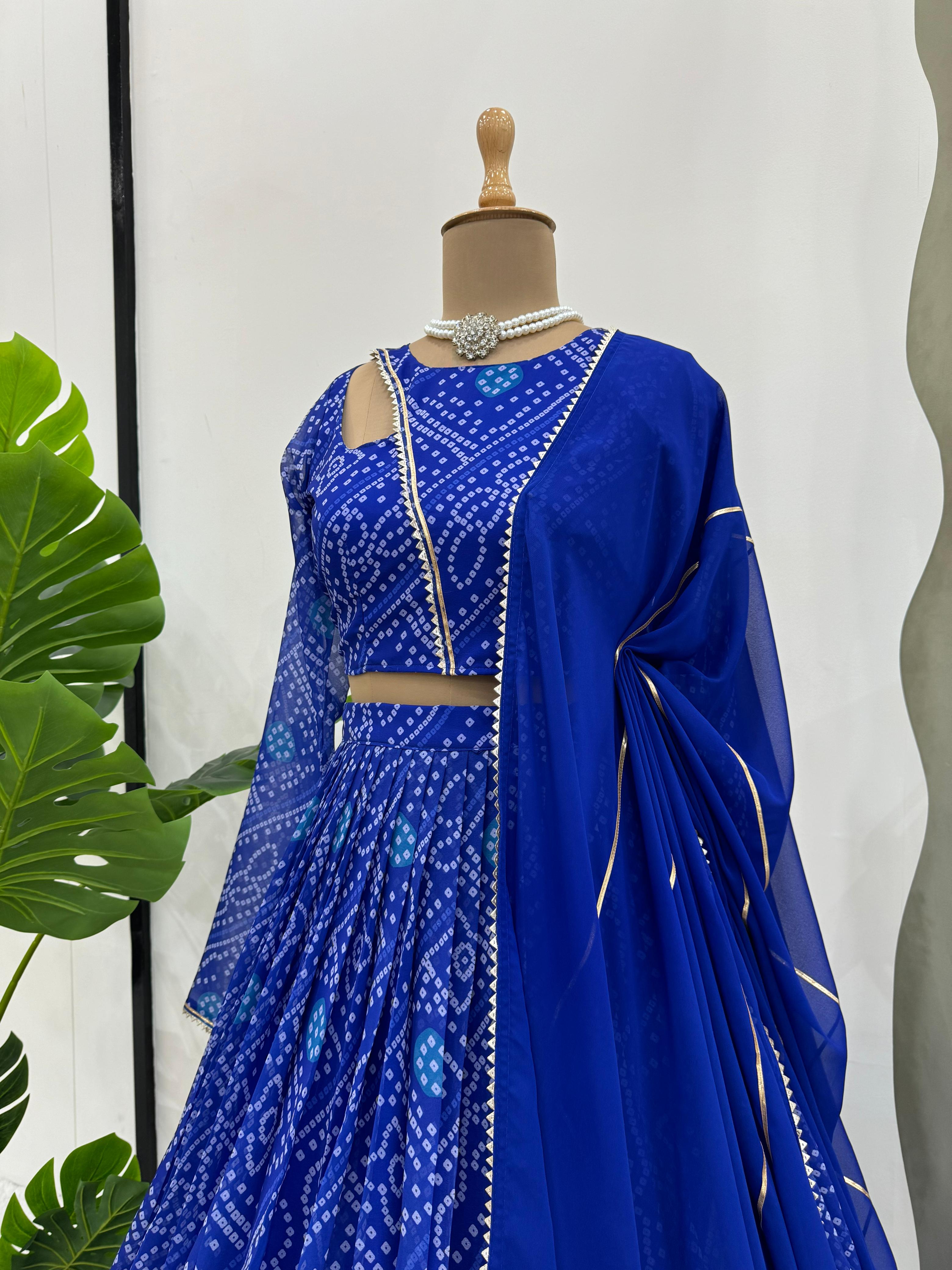 Beautiful Blue Georgette Digital Printed Lehenga Choli