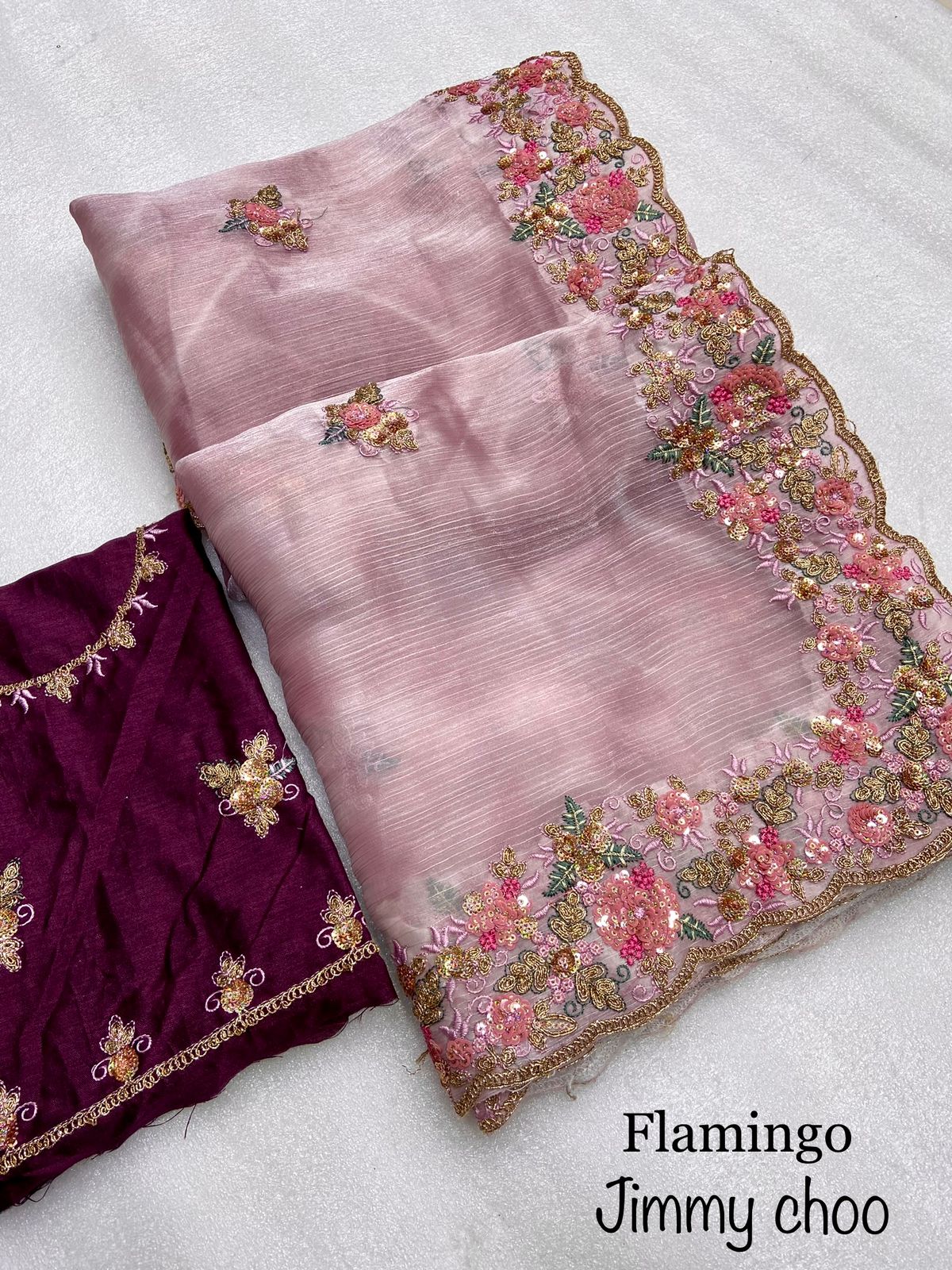 Beautiful Soft Jimmy Choo Work Saree