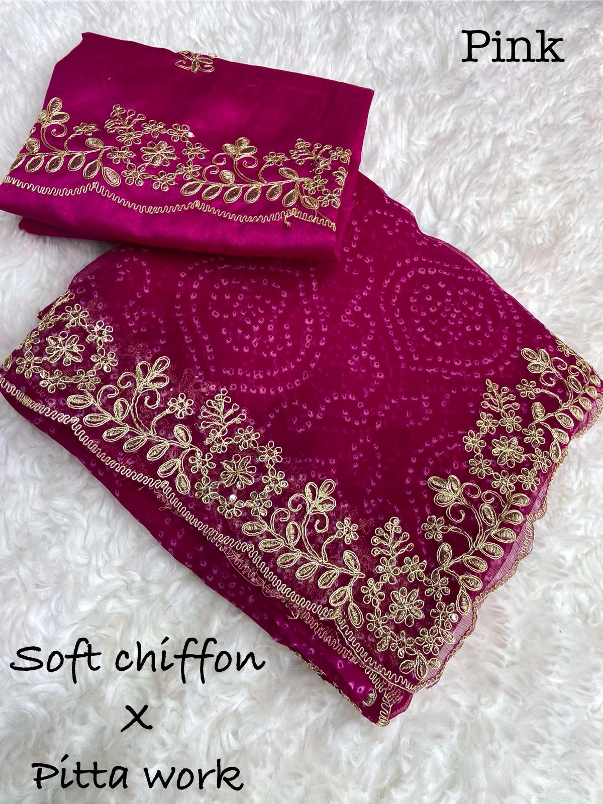 Beautiful Soft Lightweight Chiffon X Patta Work Saree