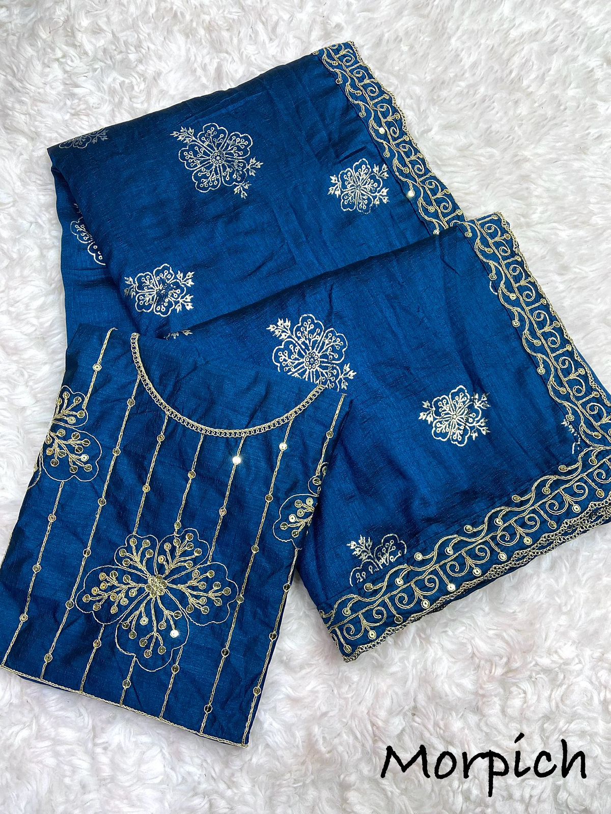 Beautiful Vichitra Silk Foil Butta Designer Saree