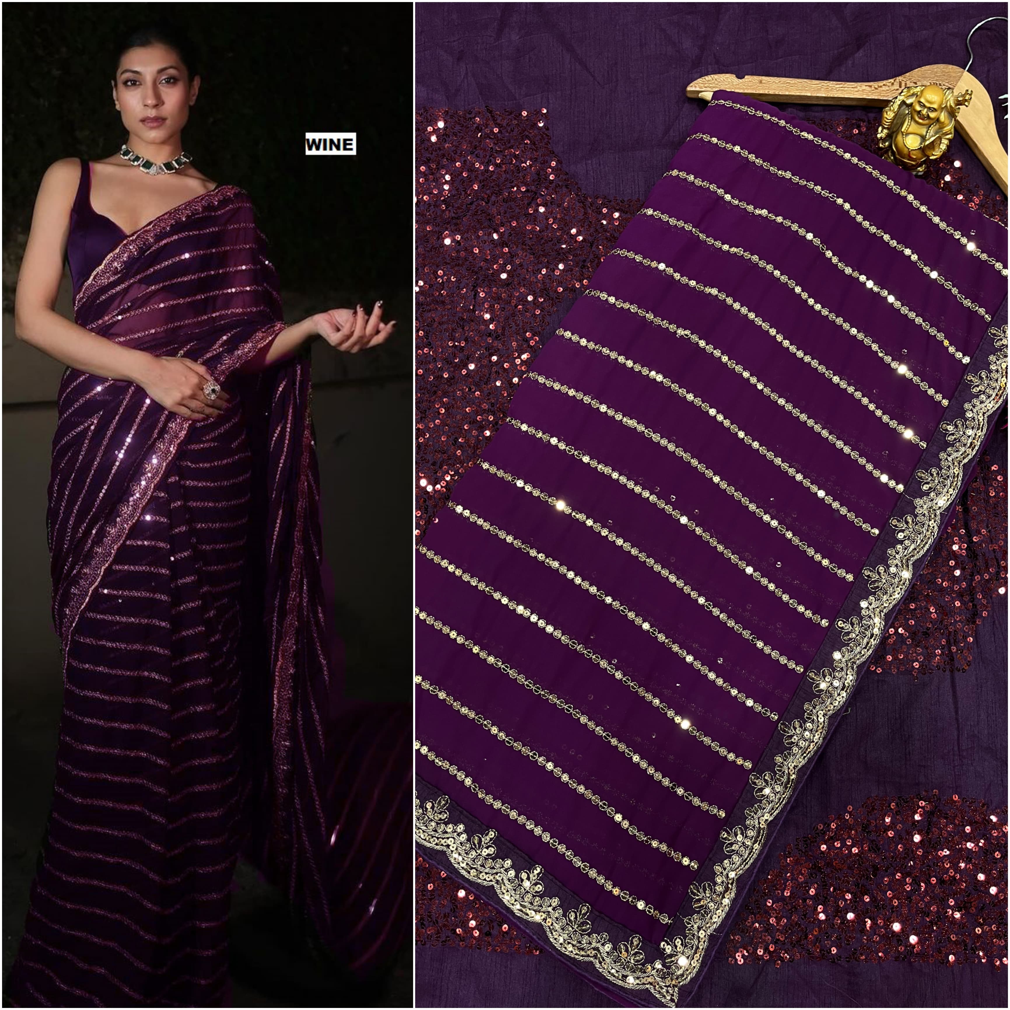 Bollywood Blockbuster Partywear Georgette With Sequence & Embroidery Work Saree