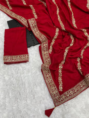 Beautiful Sequence Vichitra Silk Saree