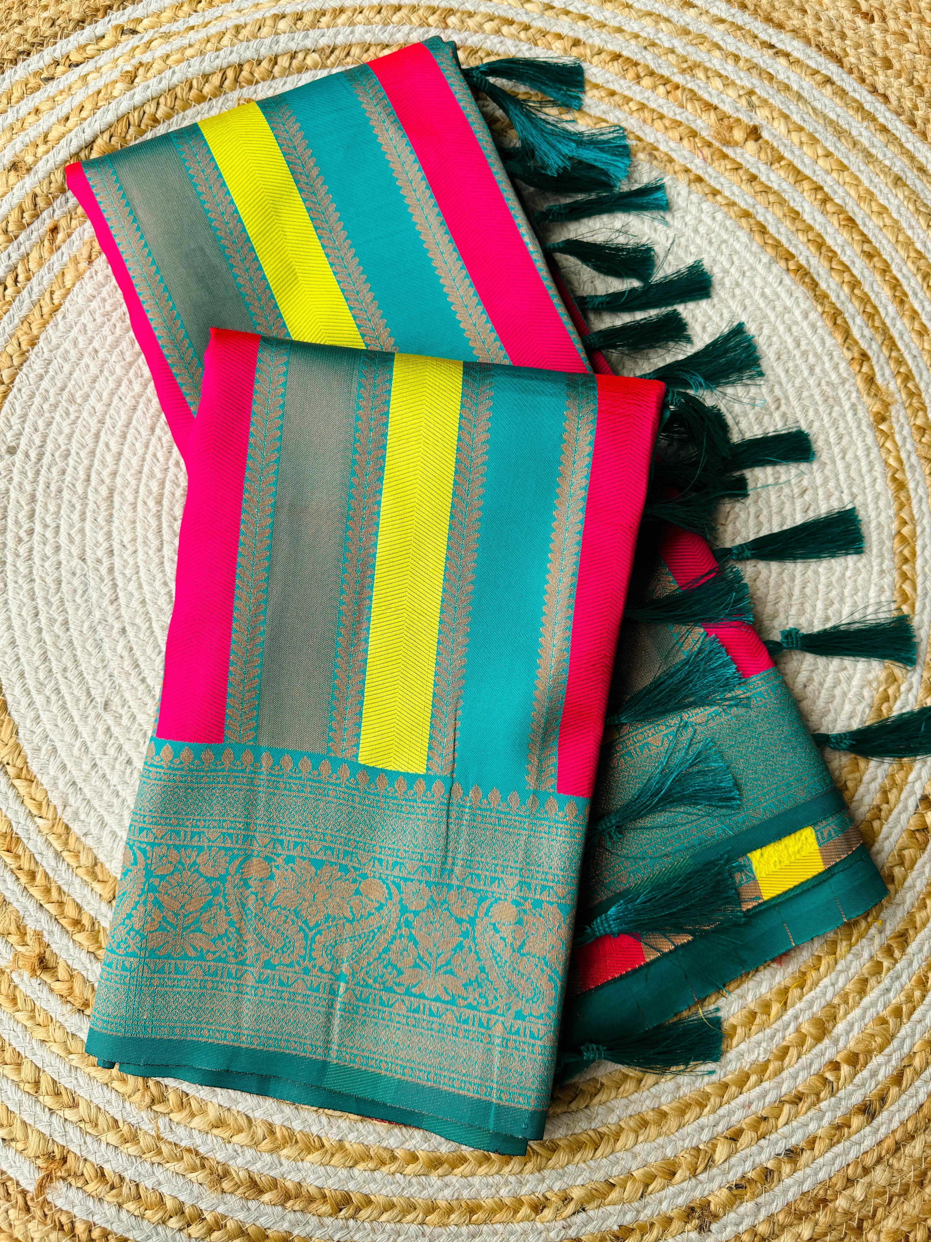 Beautiful Pure Soft Semi Kanjivaram Pattu Silk Saree