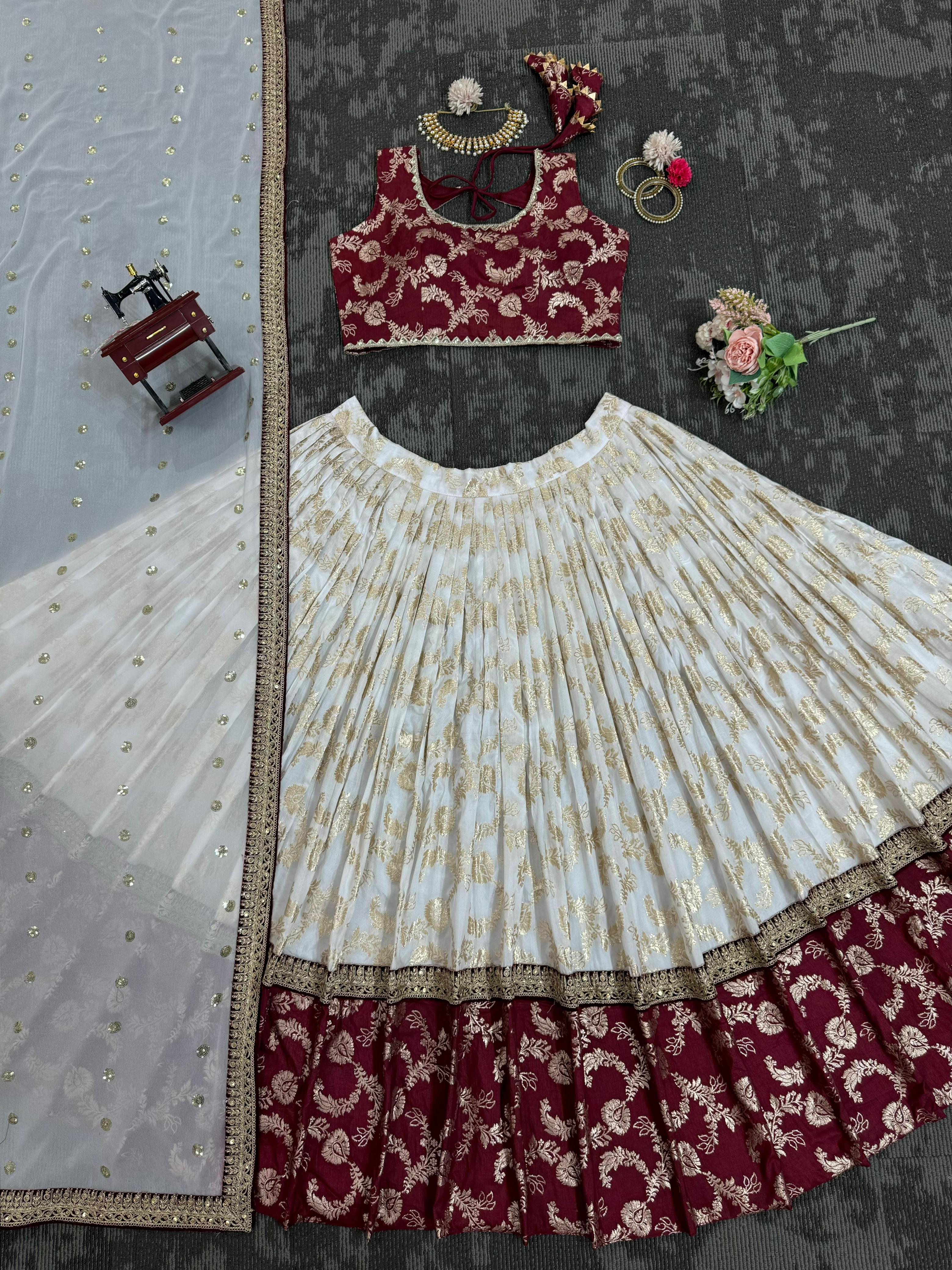 Beautiful Jacquard Coding With Sequence Work Lehenga Choli