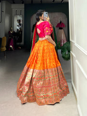 Traditional Jacquard Paithani Zari Weaving Work Lehenga Choli