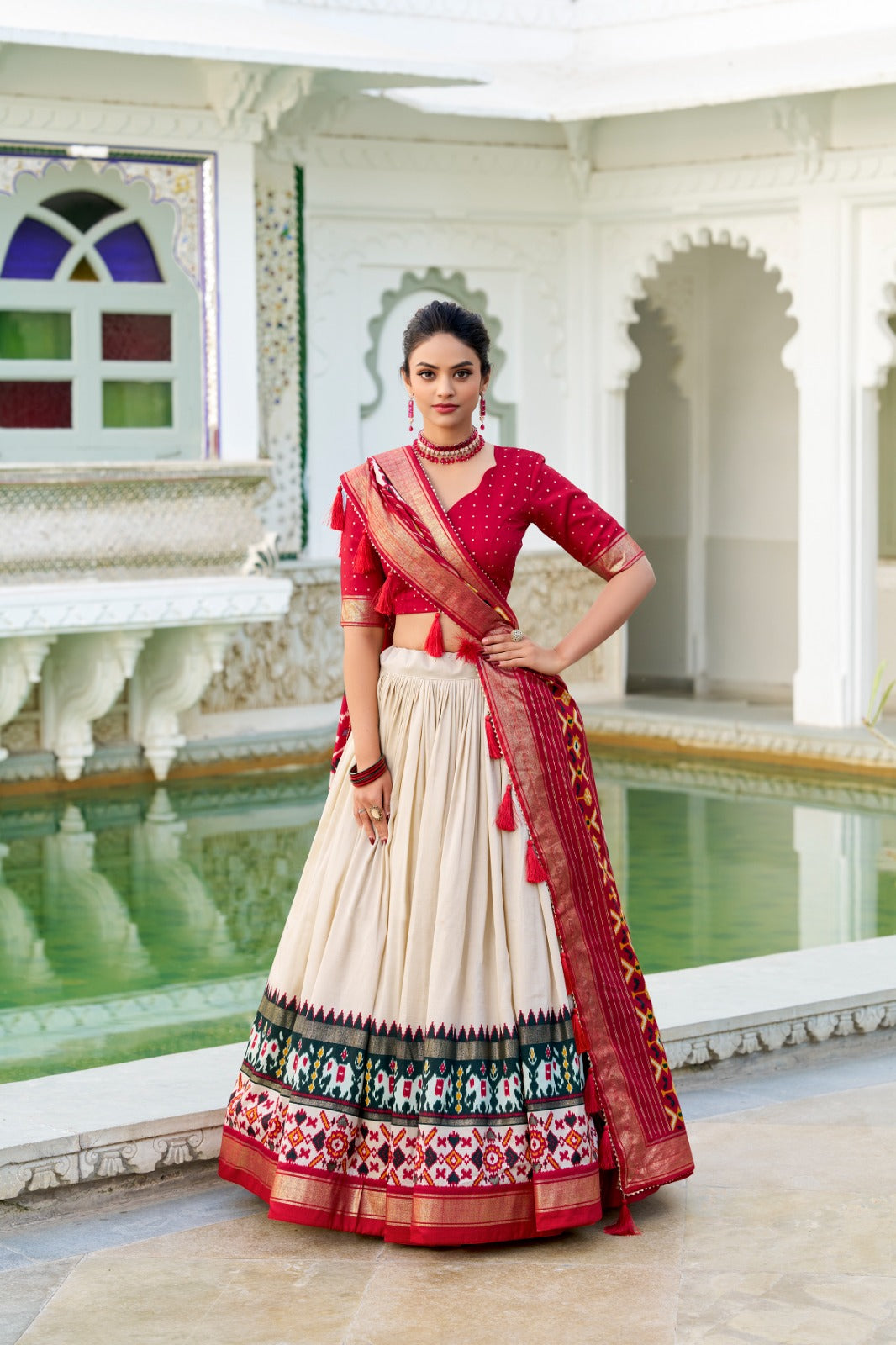 Festive Special Perfectly Blended Tussar Silk Patola Printed Lehenga Choli