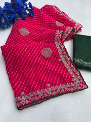 Pretty PInk Georgette Lehriya Saree