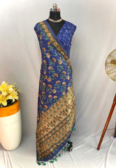 Beautiful Hand Crafted Chanderi Cotton Digital Printed Saree