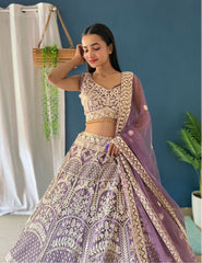 Bridal Reception Special Heavy Net Designer Embroidery Thread  Work Lehenga Choli