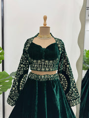 Trending Pure Viscose velvet Thread With Sequence Work Lehenga Choli