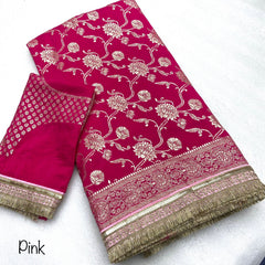 Beautiful Viscose Weaving Zari With Flower Design Saree