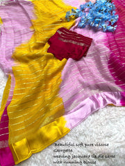 Beautiful Multi Colour Georgette Work Saree