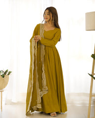 Sunshine Mustard Yellow Ready To Wear Anarkali Gown