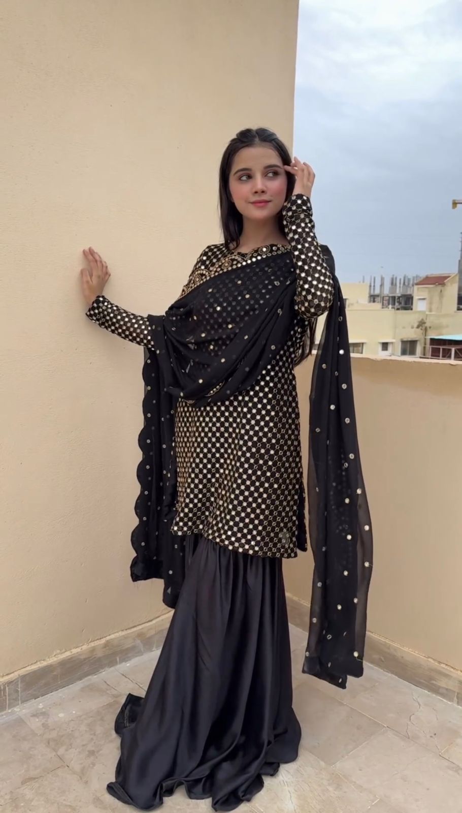 Partywear Black Georgette Thread & Sequence Work Salwar Suit