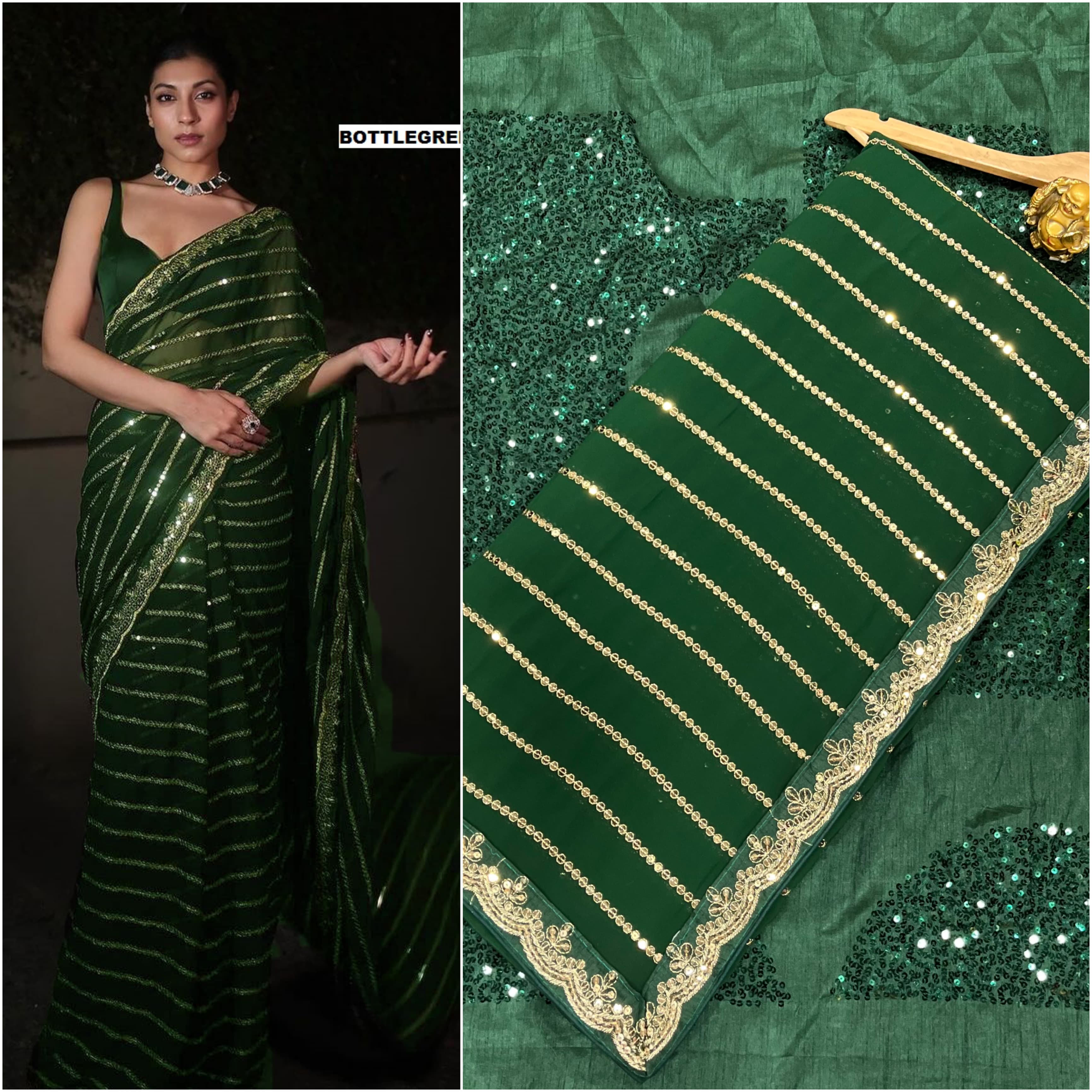 Bollywood Blockbuster Partywear Georgette With Sequence & Embroidery Work Saree