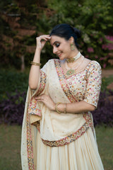 Shining Off-White Exquisitely Embroidered Lehenga Choli