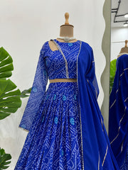 Beautiful Blue Georgette Digital Printed Lehenga Choli