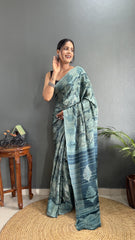 Turkey Crape Silk With Beautiful Designer Printed Ready To Wear 1 Min Saree