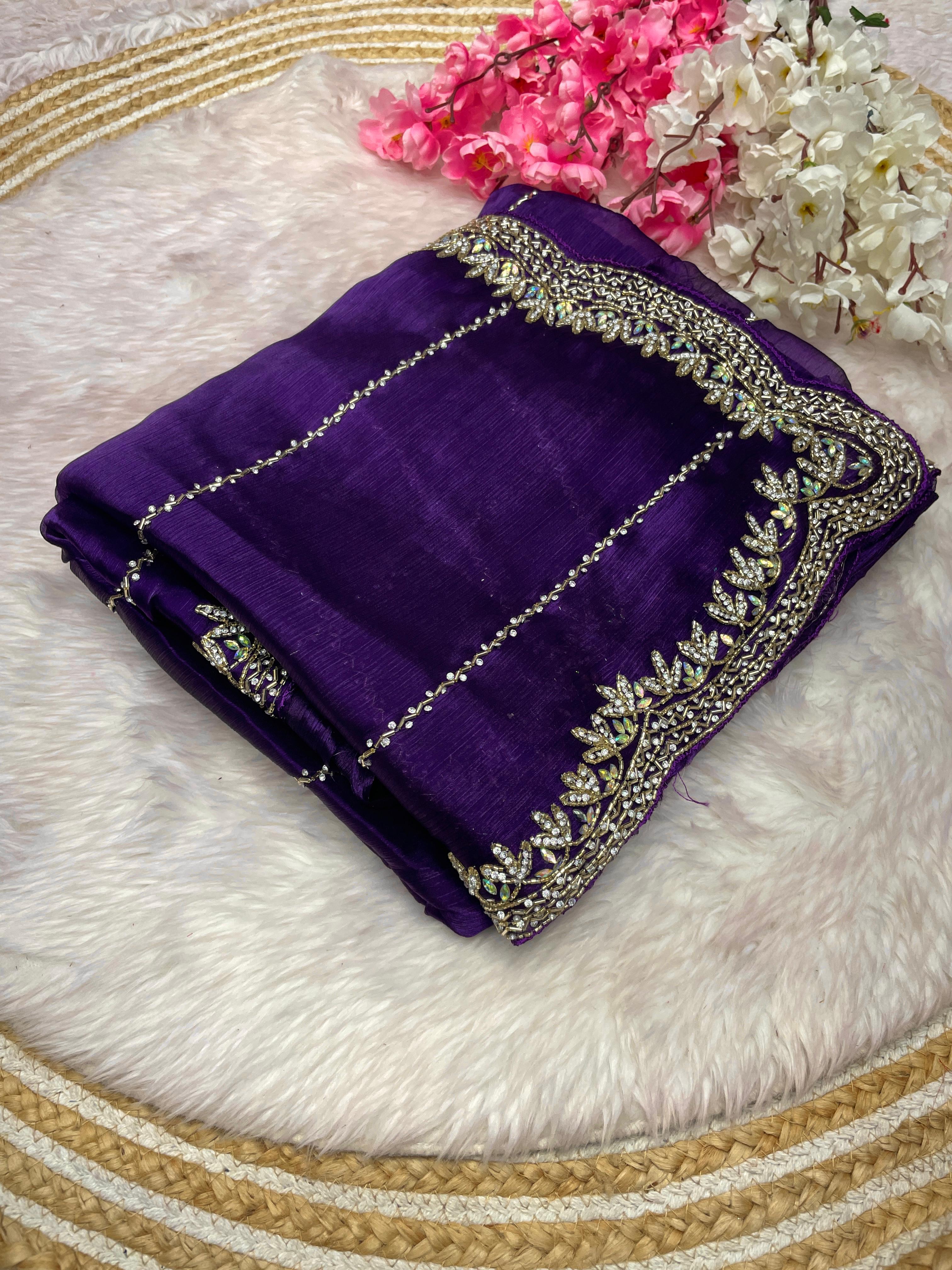 Jimmy Choo With Beautiful Khatli Cut Dana Handwork & Diamond Work Saree