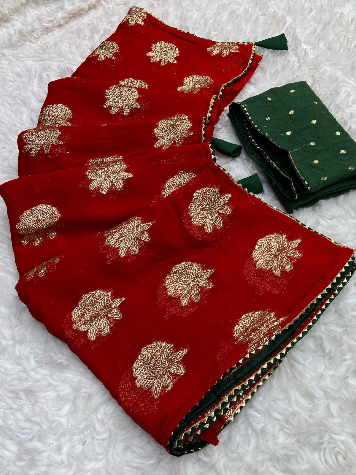 Beautiful Red Soft Viscose Weaving Georgette Saree