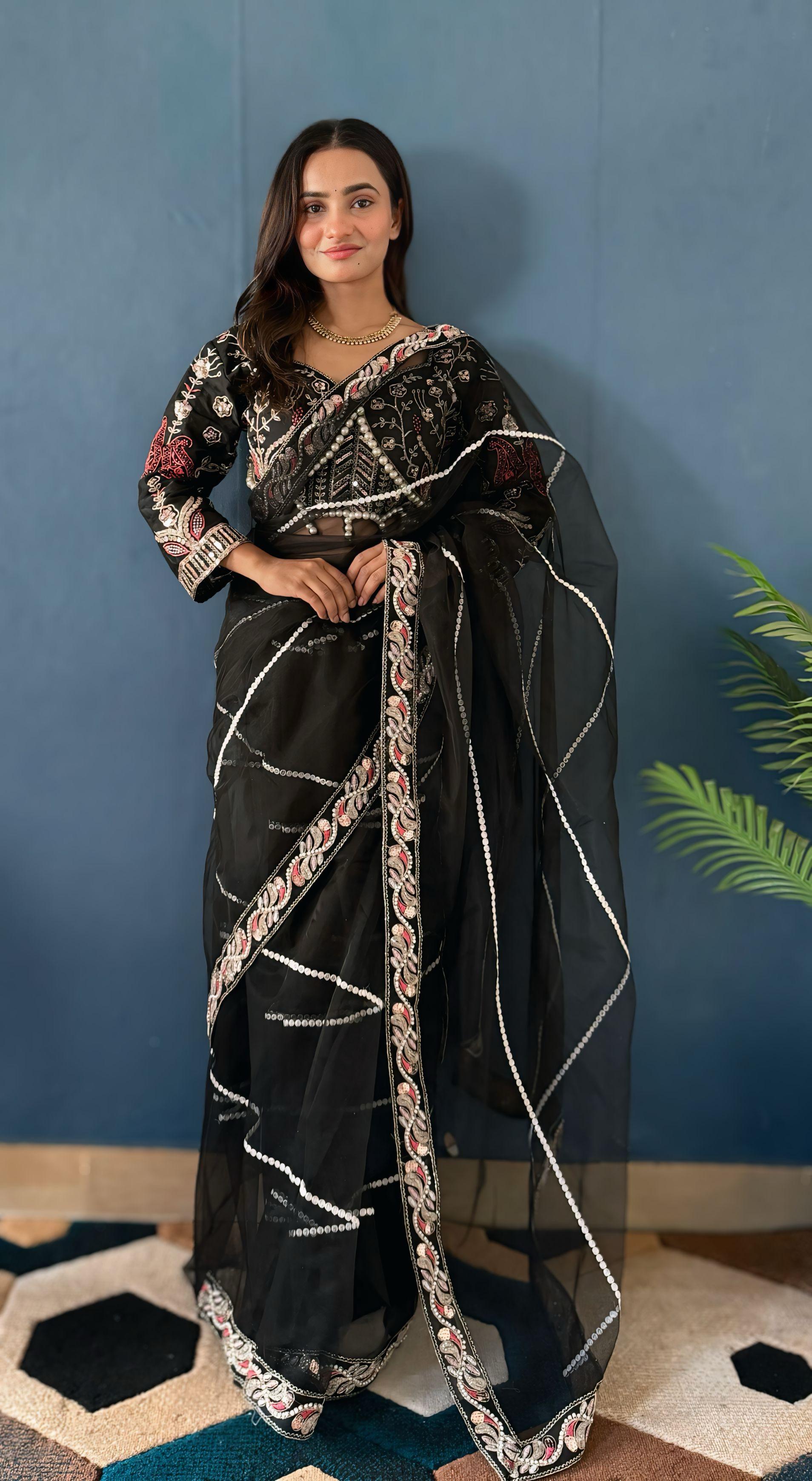 Perfect Party-wear Net With Embroidery Designer Work Saree