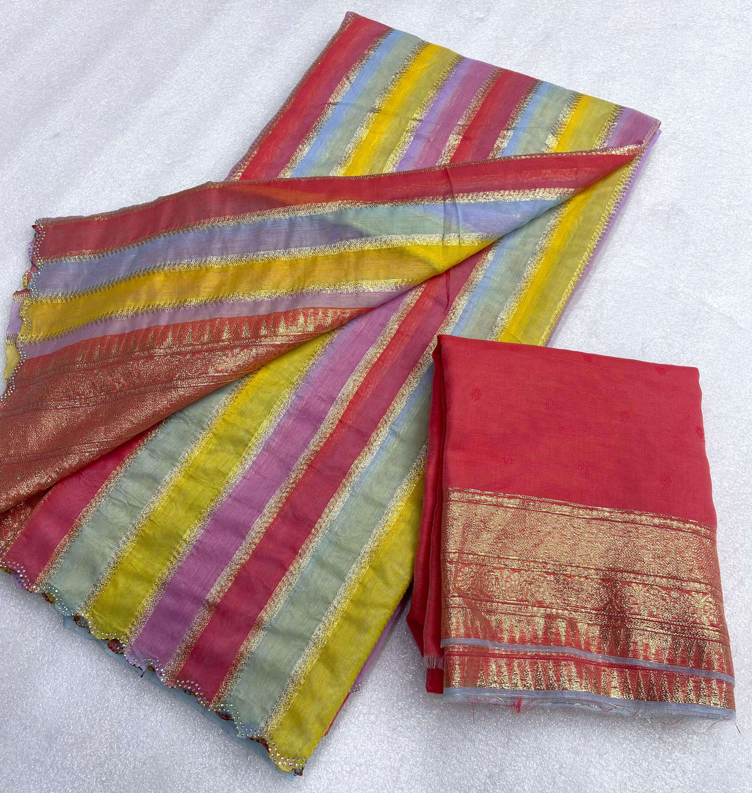 Beautiful Cotton Saree With Heavy Rich Siroski Pallu