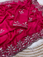 Beautiful Blooming Rangoli With Beautiful Embroidery Sequence Zari Work Saree