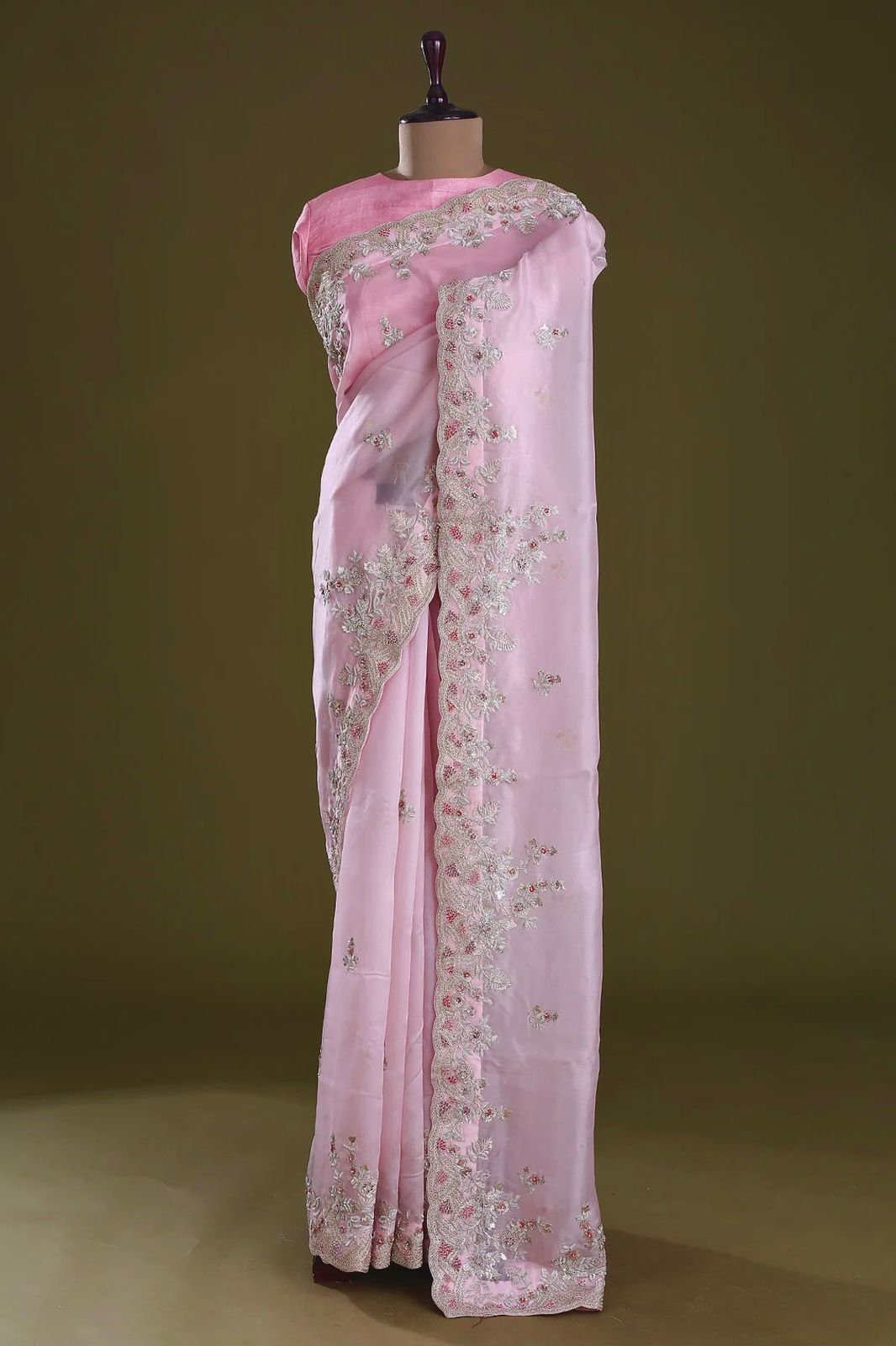 Pretty Pink Pure Soft Teby Organza Saree