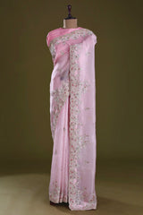 Pretty Pink Pure Soft Teby Organza Saree