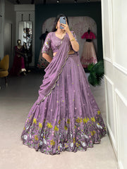 Bridesmaids Special Lavender Vichitra Simmer Lehenga Choli