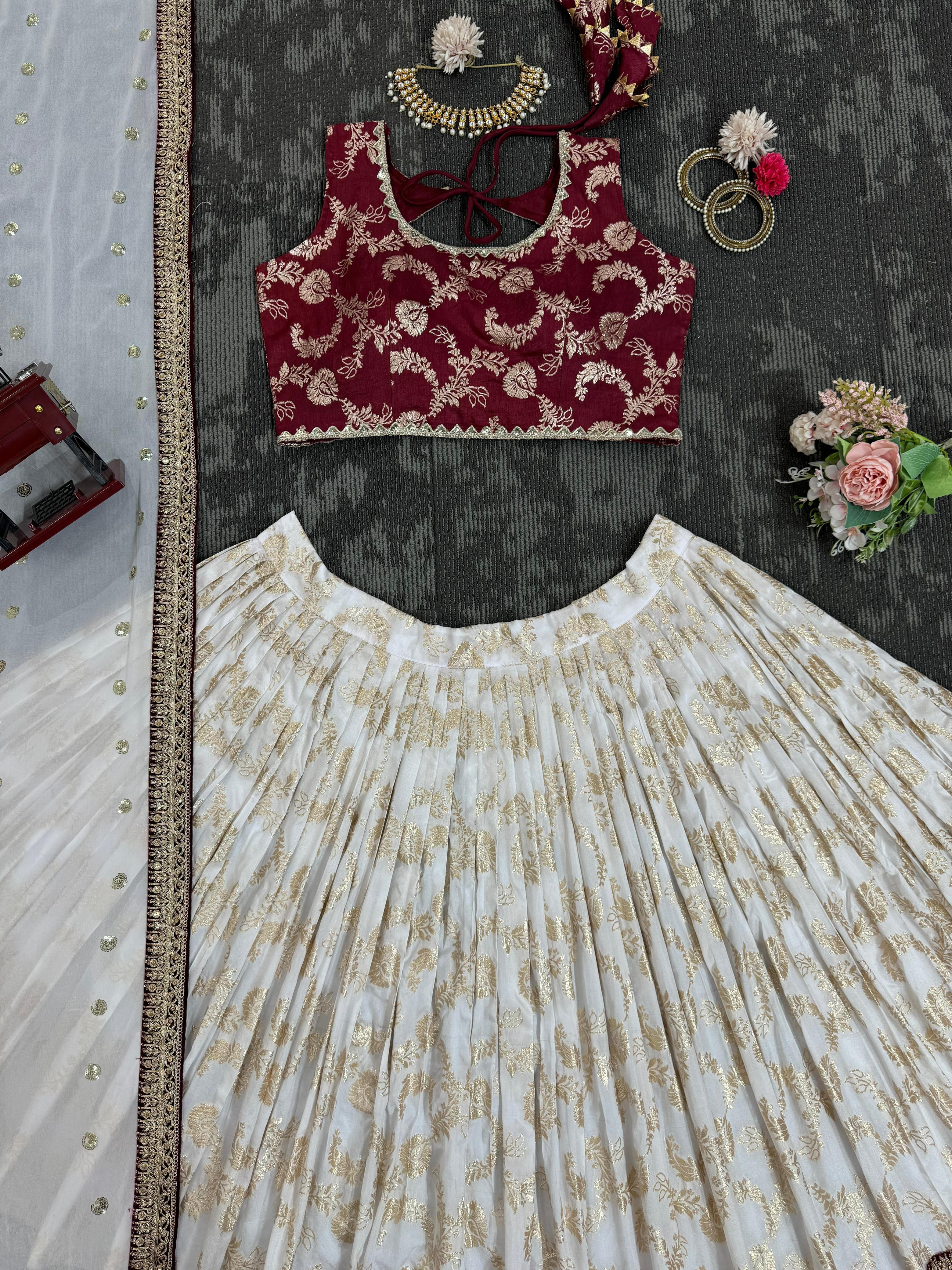 Beautiful Jacquard Coding With Sequence Work Lehenga Choli