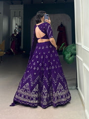 Beautiful Purple Georgette Sequence & Embroidery Work Lehenga Choli