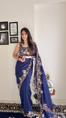 Designer vichitra Silk Work Saree