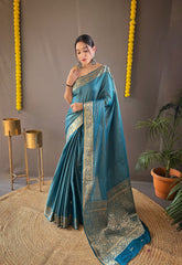 Soft Copper Weaving Work Saree