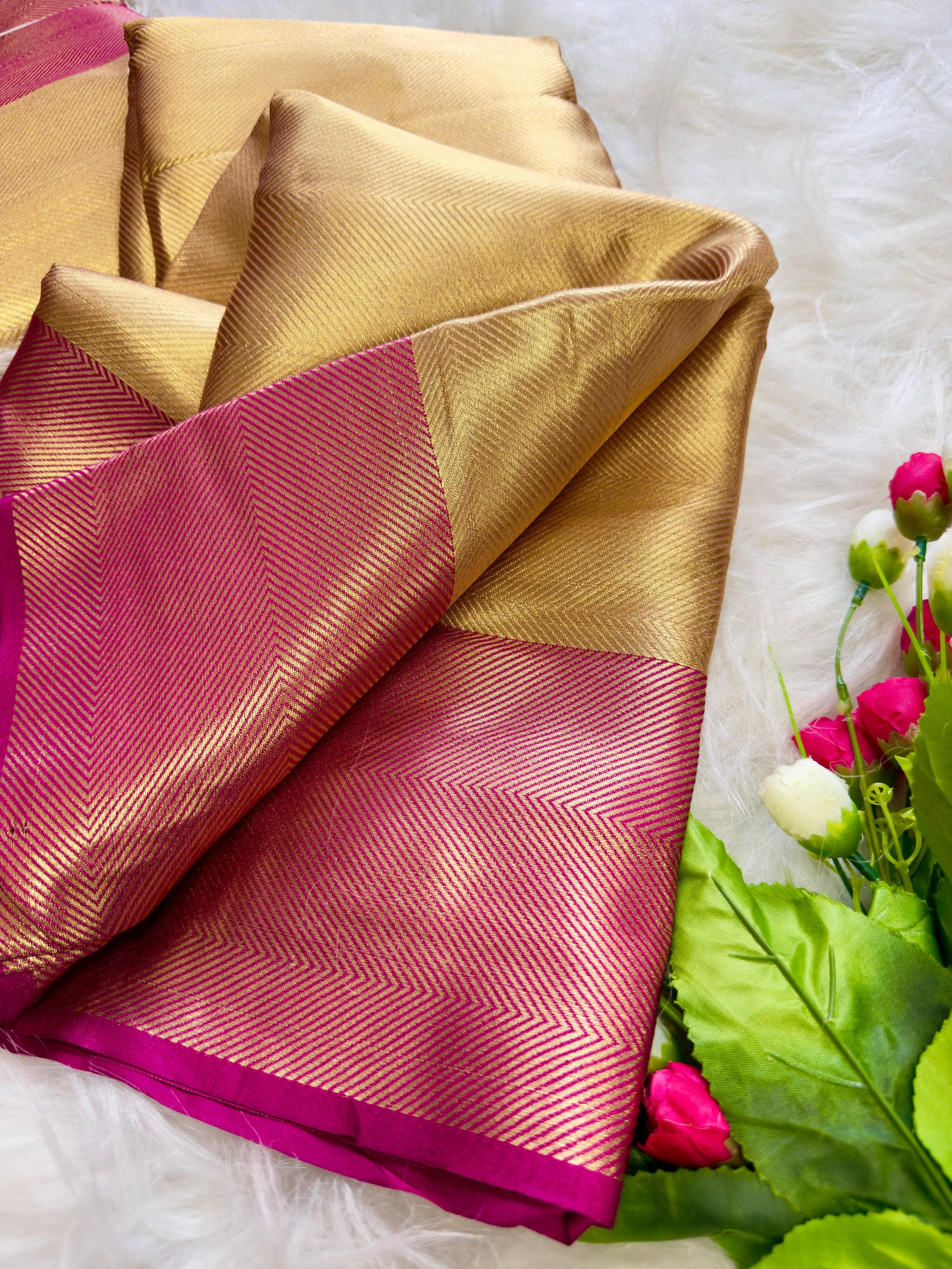 Beautiful Banarasi Hand-loom Golden Tissue Zari Silk Saree