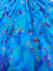 Beautiful Sky Blue Tibby Silk Digital Printed & Foil Work Gown