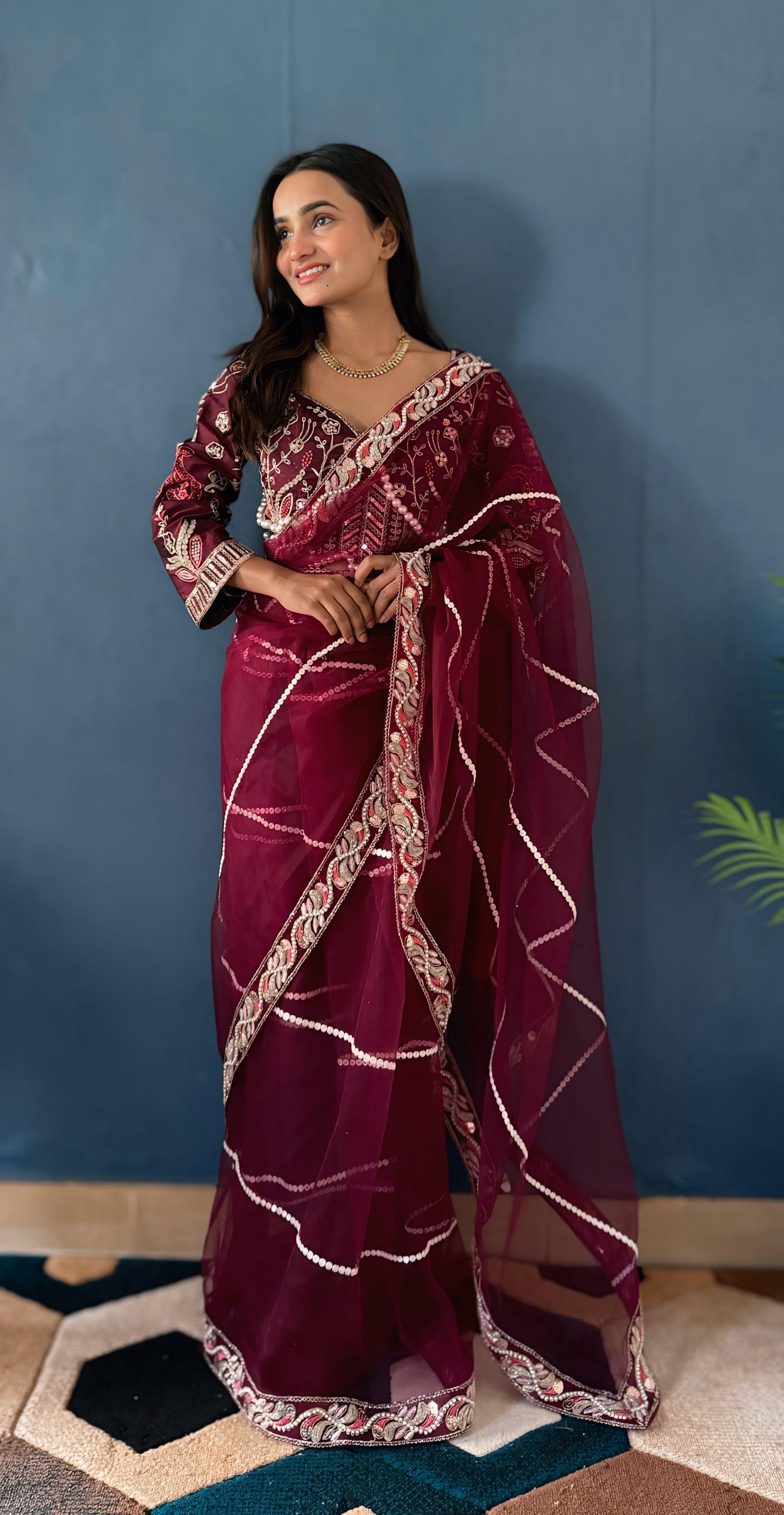 Perfect Party-wear Net With Embroidery Designer Work Saree