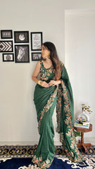 Designer vichitra Silk Work Saree