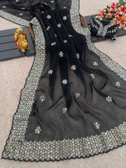 Jimmy Choo Trending Embroidery & Sequence Work Saree