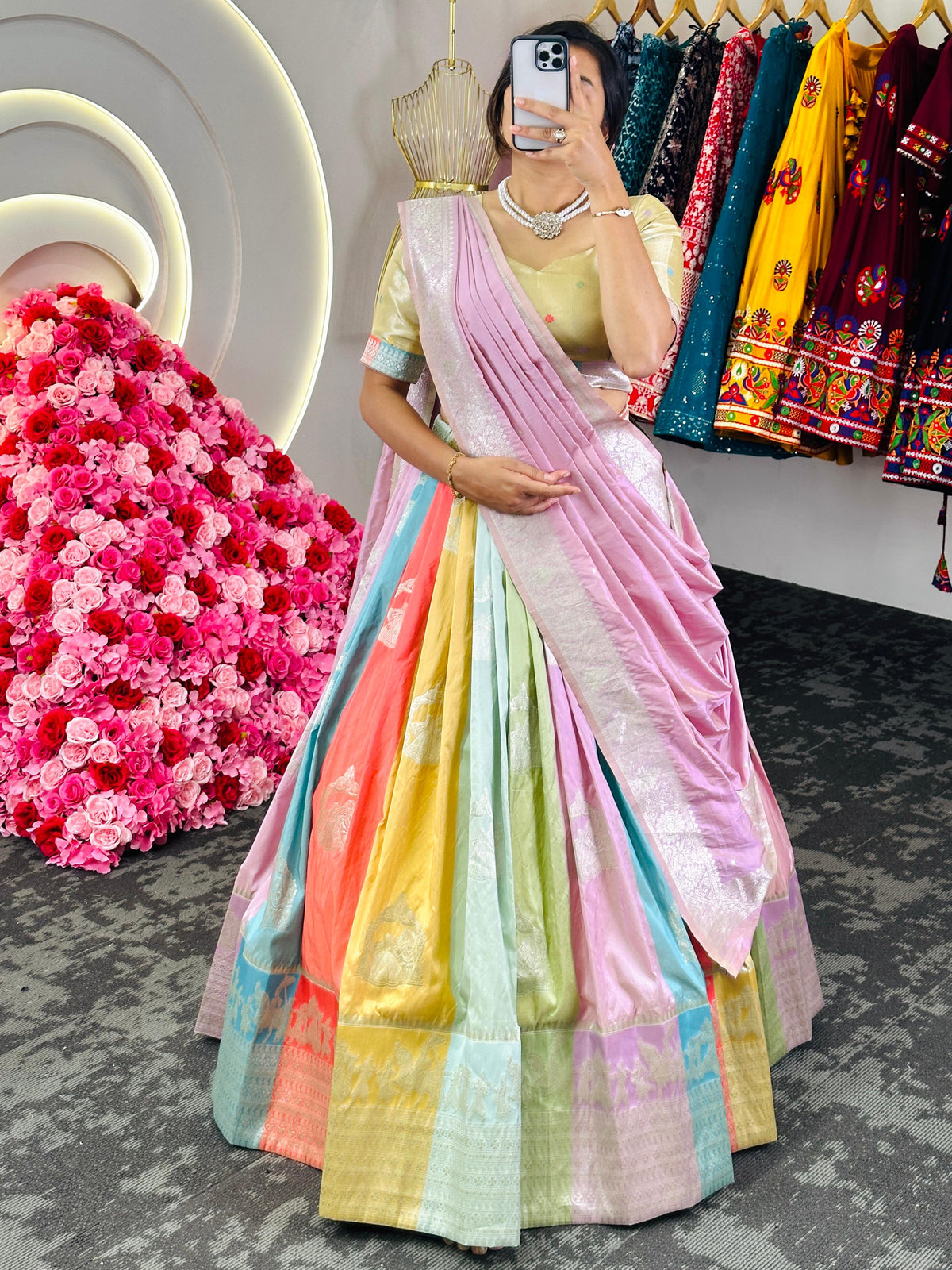 Colourful Dola Silk Jacquard Work Lehenga Choli