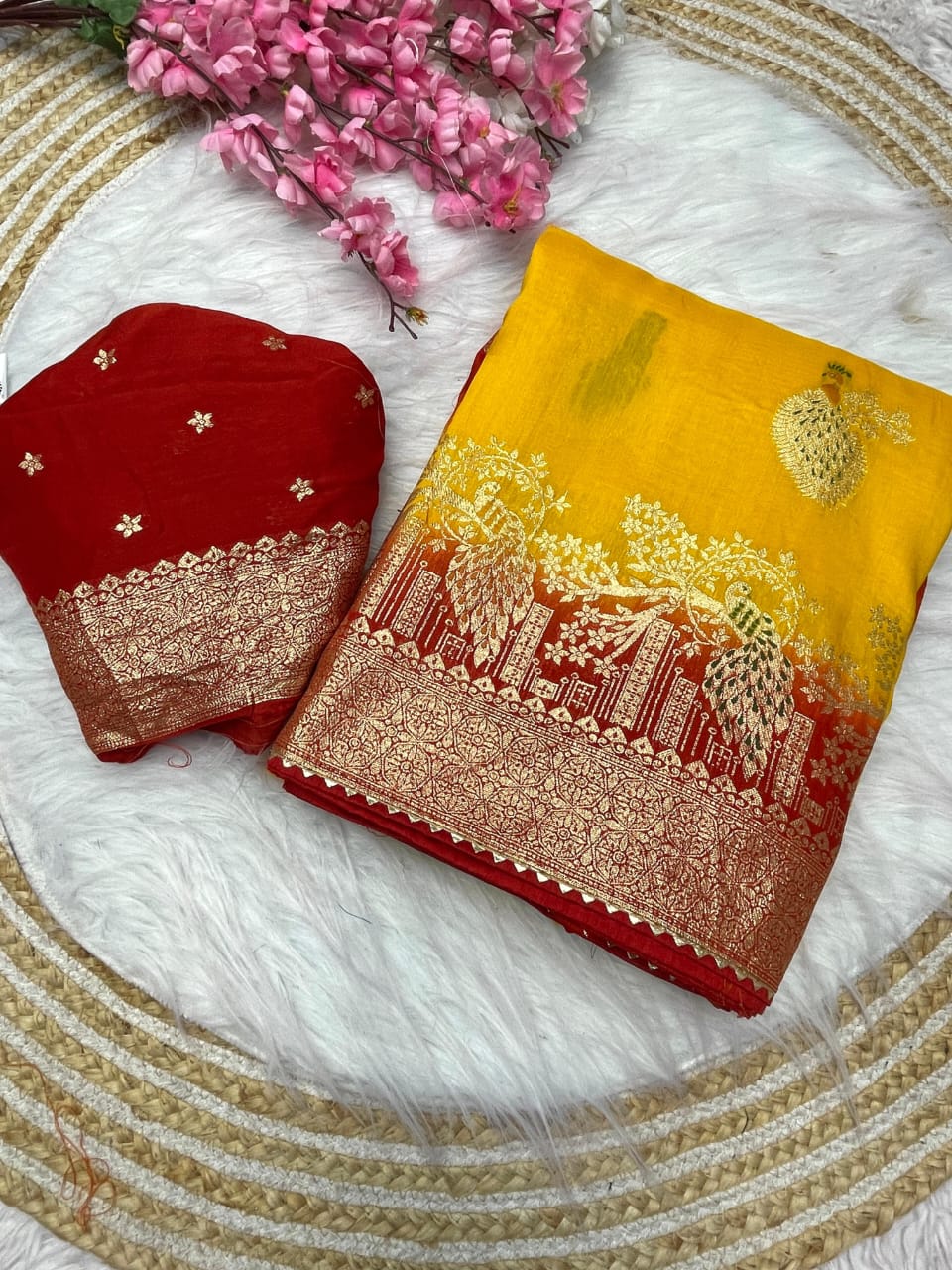 Beautiful Dola Silk With Hand Dyeing Saree