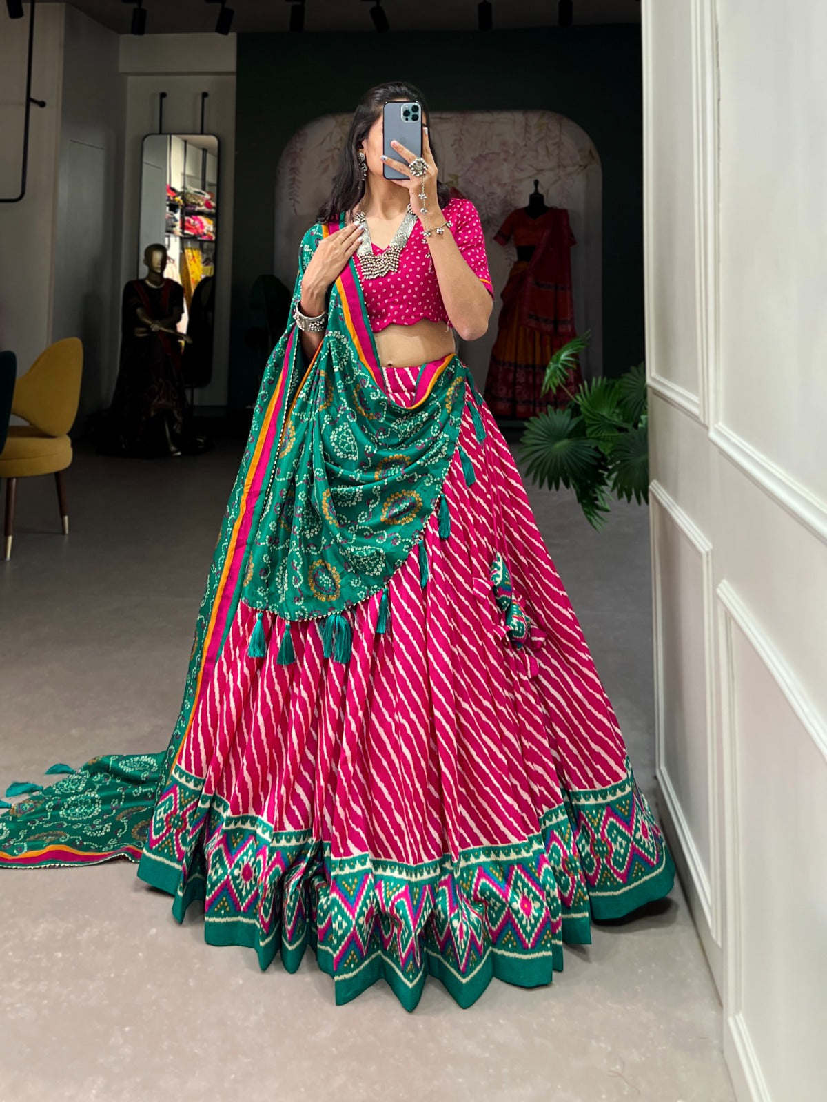 Beautiful Bandhej Print With Gotta Patti Lace Border Lehenga Choli