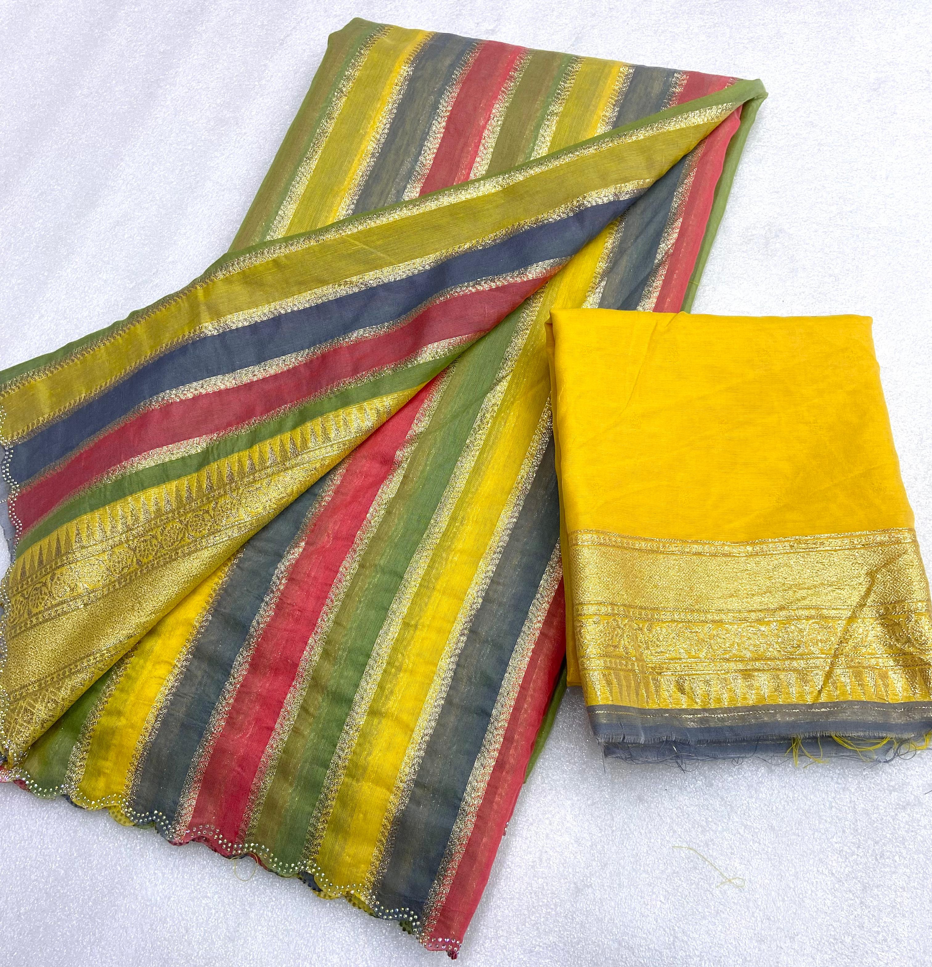 Beautiful Cotton Saree With Heavy Rich Siroski Pallu