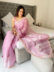 Trending Jimmy Choo Saree With Sequence Lace Border