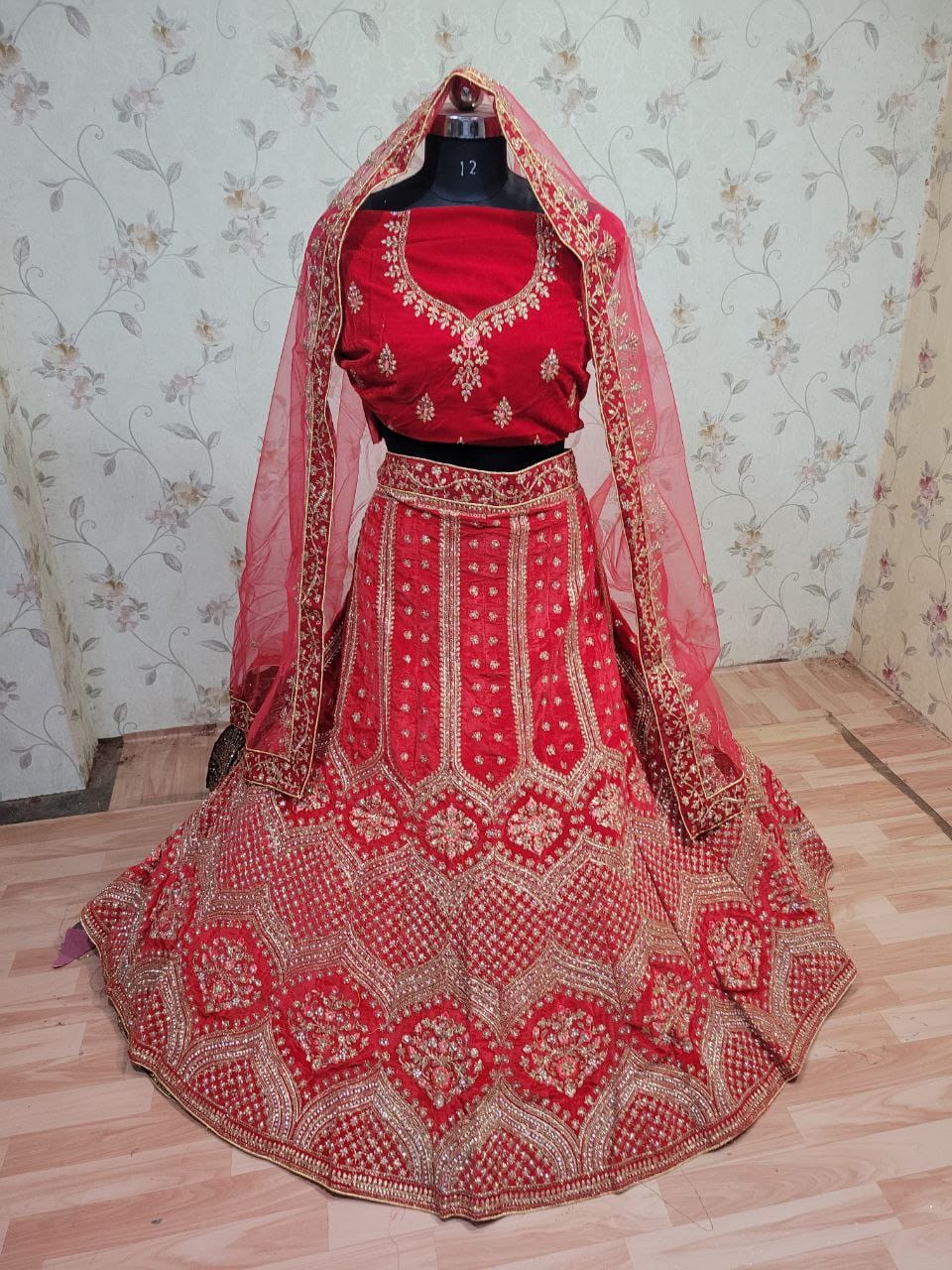 Designer Diamond Cut Work Velvet Lehenga Choli