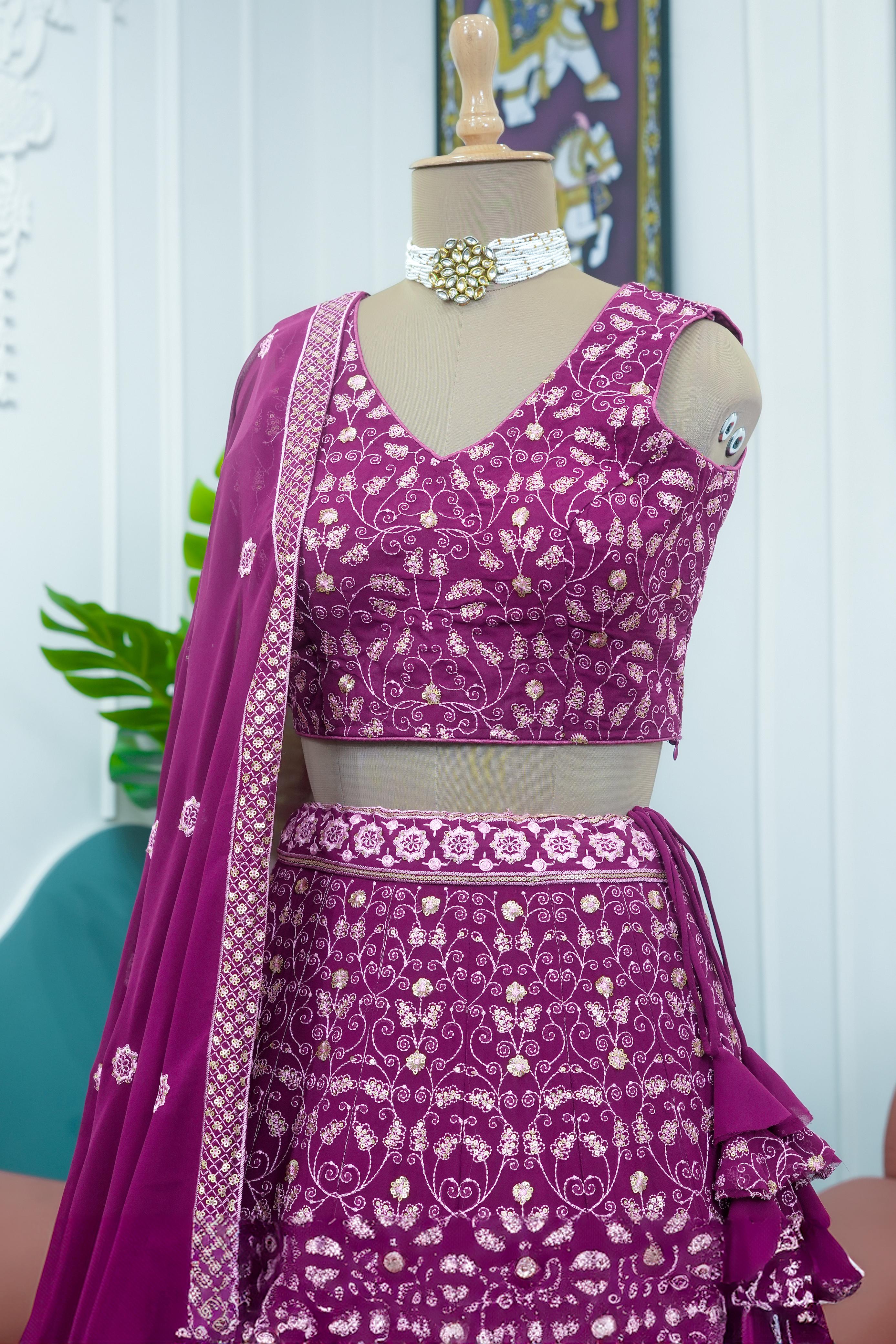 Purple Fancy Designer Georgette Lehenga Choli