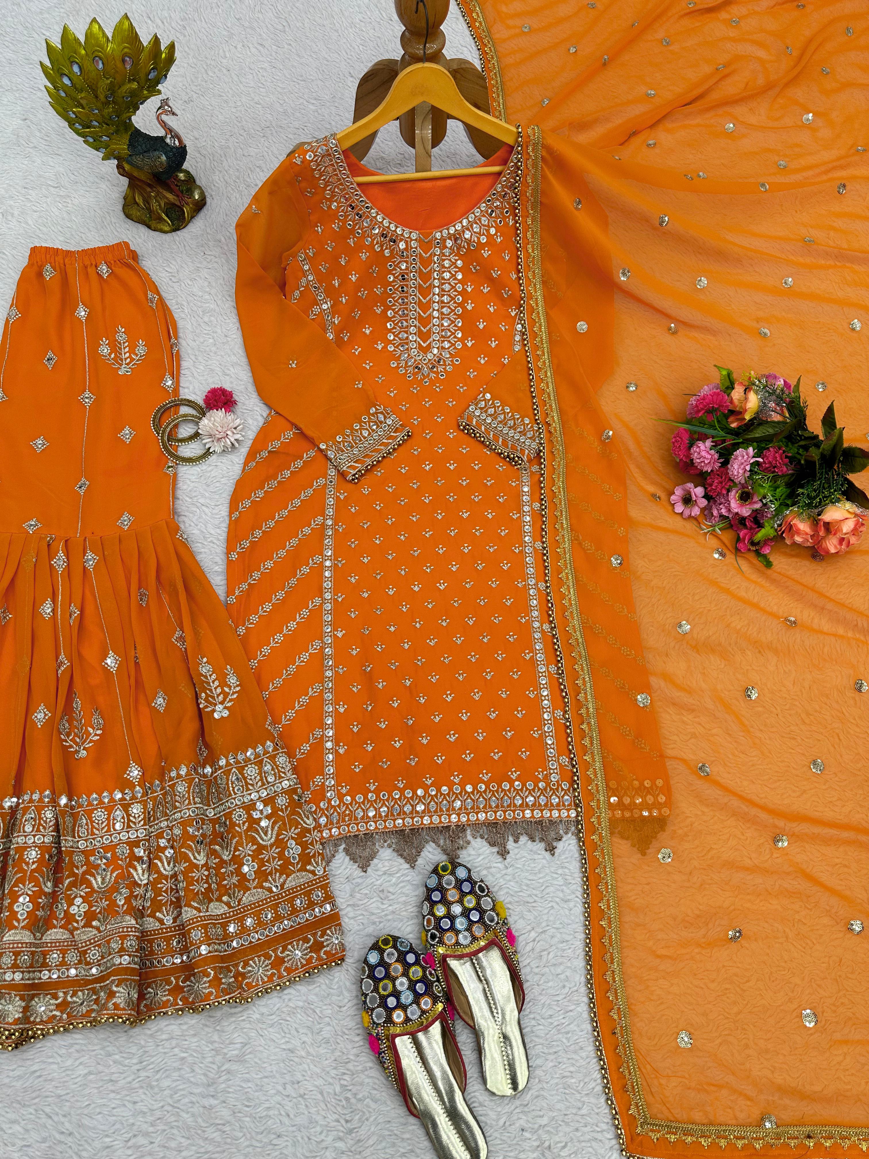 Beautiful Designer Georgette Thread With Sequence Work Sharara